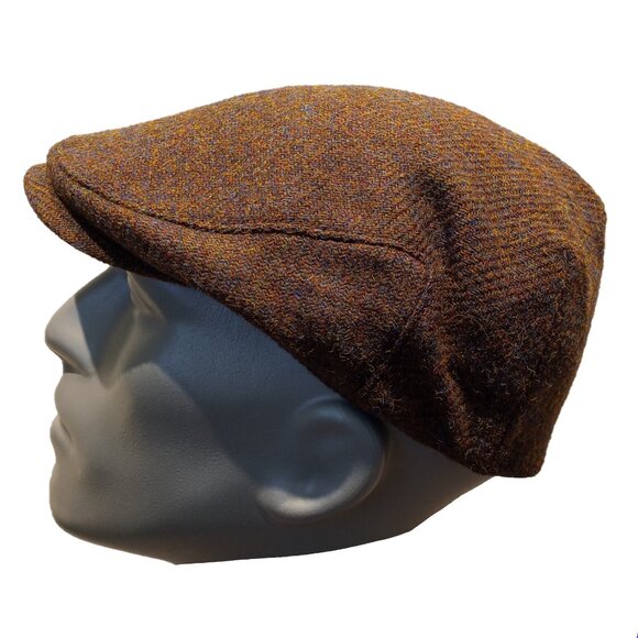 Hartside HS14 Scottish Highland Harris Tweed® Flat Cap in BROWN MIX -PICK SIZE - Picture 4 of 9